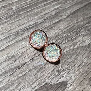 Clear Iridescent Prism Stone w/Rose Gold Stud